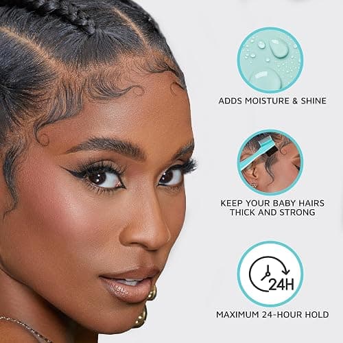 KISS Colors & Care Maximum Hold Edge Fixer, 24 Hour Scented Styling Hair Gel with Biotin, Non-Greasy, Long-Lasting Moisture & Shine for All Hair Types, 30 mL (1.01 US fl. oz.), Sweet Peach thumbnail 6