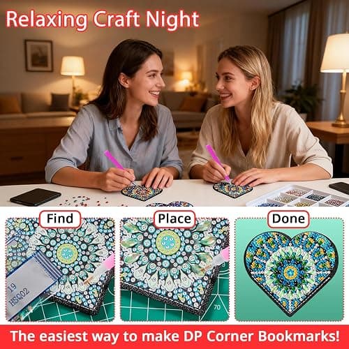 8 PC Diamond Art Painting Bookmark for Adult Craft Gem Bedazzle Kit Women | Bead Art Leather Book Mark Christmas Pearl Craft Bedazzling Making Kit Rhinestone DIY Paint by Dots Book Lover Gift Heart thumbnail 4