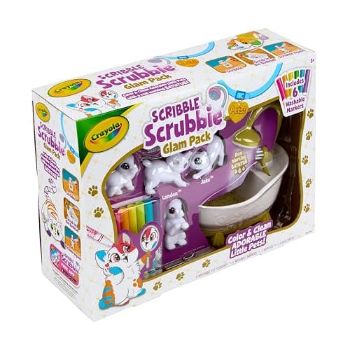Crayola Scribble Scrubbies Glam Pack (4 Pets), Holiday for Kids, Washable Pet Care Toy, Coloring Animal Craft, Stocking Stuffer Toys for Girls & Boys, 3+ thumbnail 4