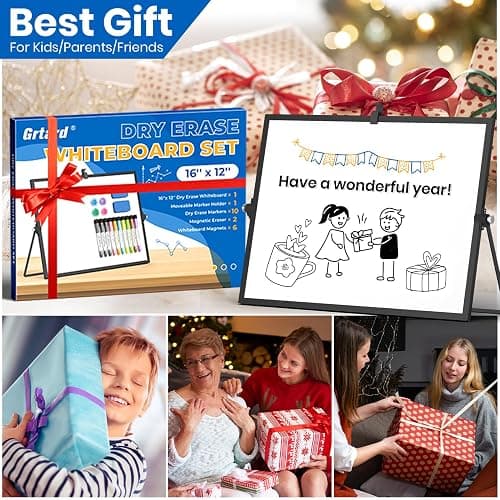 Grtard Dry Erase Magnetic White Board, 16''x12'' Double-Sided Desktop Whiteboard with Stand, Portable Small Whiteboard Set, Dry Erase Board for Drawing, ToDo, Office, Home, School(Black) thumbnail 6