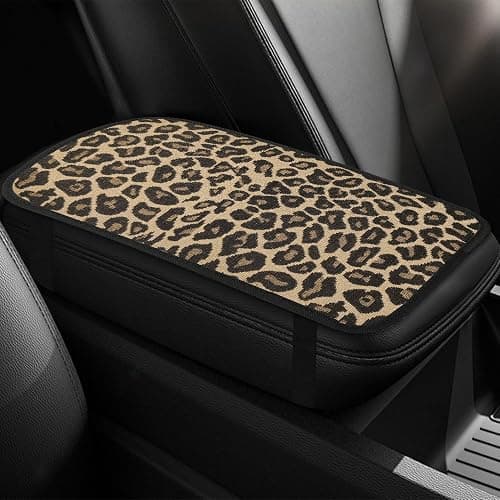 Leopard Cheetah Print African Animal Hunting Auto Center Console ArmrestPad | Car Center Console Cover, Auto Accessories Soft Comfort Armrest Cover Cushion Mat for Most Cars - Image 1