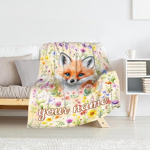MEETUHONEY Custom Fox Blanket for Kids - 30" x 40" Fox Gifts for Girls - Plush Flannel Toddler Throws Stuff for Crib, Couch thumbnail 2