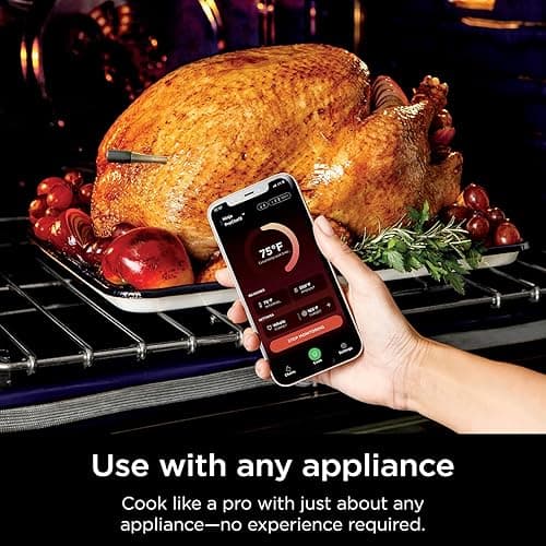 Ninja Meat Thermometer ProChef Wireless Probe for Indoor & Outdoor Air Fryer, Grill, Cooking, Smoker, Oven, Roaster, Long Range Bluetooth App Connection, Flareup Resistant, Waterproof, US Only, WP100 thumbnail 2