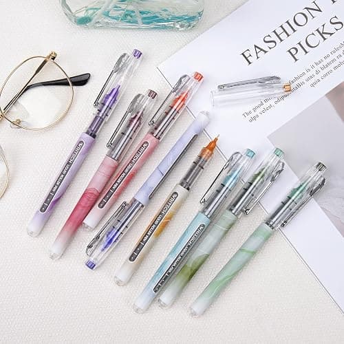 WRITECH Liquid Ink Rollerball Pens: Multi Colored 0.5mm Extra Fine Point Tip Rolling Roller Ball Pen 8ct Assorted Colors for Journaling Smooth Writing Note Taking No Bleed & Smudge & Smear thumbnail 6