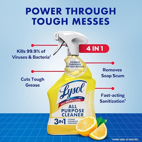 Lysol All Purpose Cleaner Spray, Multi-Purpose Disinfecting Spray, Kitchen & Bathroom Cleaner, Lemon Breeze Scent, 32 Fl Oz thumbnail 2