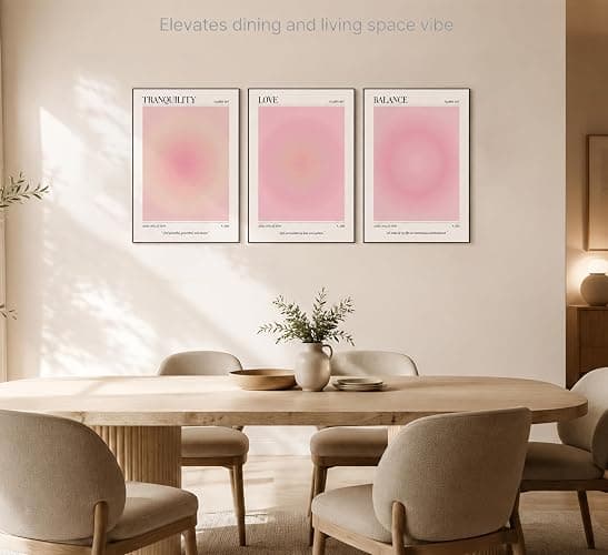 3pcs Pink Aura Collection Gradient Canvas wall art Positive Minimalist Fluppy Art Picture Wall Decor Trendy Aesthetic Poster Print Artwork for Bedroom, Living Room, girls room Home Decoration【UNFRAMED】 thumbnail 9
