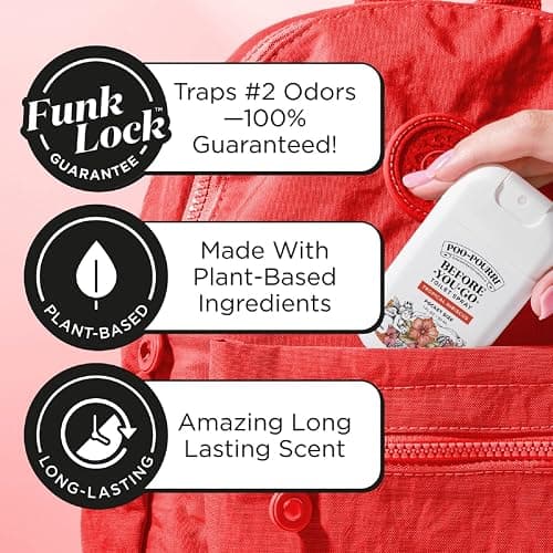 Poo-Pourri Before-You-Go Pocket Toilet Spray, Travel Essentials, Tropical Hibiscus, 1 Fl Oz, Up to 50 Uses, On-The-Go Bathroom Odor Deodorizer with Essential Oils, TSA Approved Size, Hibiscus, Apricot thumbnail 4