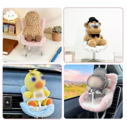 SwiftServ Doll Car Seat for 3–8 inch Figures, Compatible with Labubu and Other Plushes, Blind Box Dolls & Vinyl Collectibles, Includes Air Vent Clip & Desktop Stand, Cute Car Ornament for Collectors thumbnail 4