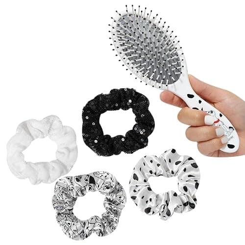 LUV HER Disney Hair Accessory Set – 5 Pieces: 1 Detangling 9-inch Hairbrush & 4 Scrunchies, Elastic Hair Ties, Ages 3+ thumbnail 5