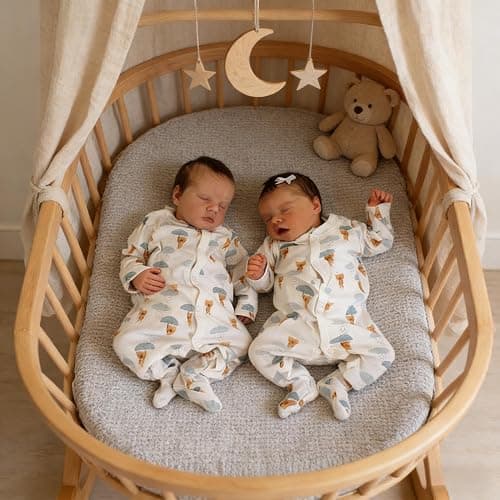 RXDOLL Reborn Baby Dolls Twins Silicone Full Body Girls, 18 Inch Realistic Baby Dolls Twins Girl, Lifelike Sleeping Newborn Real Life Babies Doll, Soft Vinyl Washable Reborn Doll - Image 1