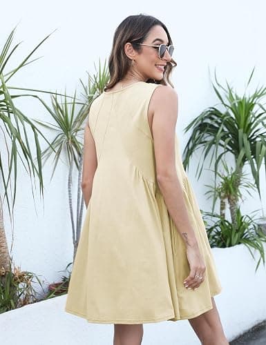 Athlisan Womens Summer Sleeveless Mini Dress Casual Loose V Neck Sundress with Pockets thumbnail 4