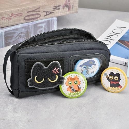 Pencil Case Large Capacity Adorable Cat Pencil Pouch Stationery Pen Bag for Teen Girls and Boys with Magic Sticker and Decoration Badges thumbnail 2
