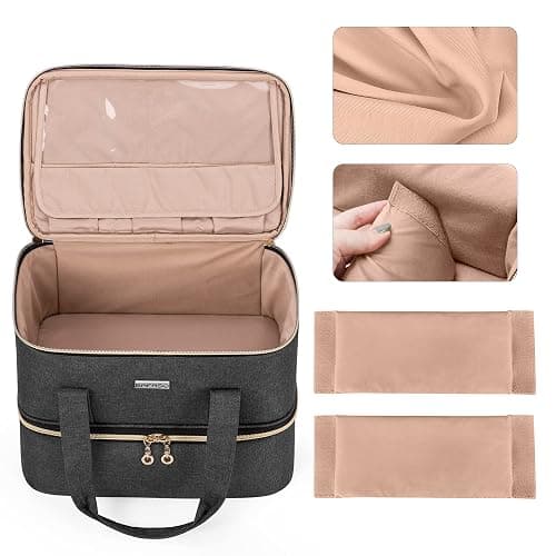 BAFASO Nail Polish Organizer Holds 40 Bottles (15ml - 0.5 fl.oz) and a Nail Lamp, Nail Polish Carrying Case with Manicure Tools Storage Sections (Bag Only), Black thumbnail 3