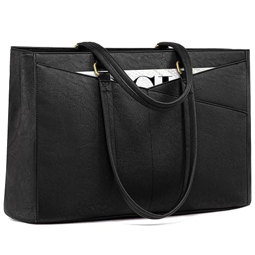 LOVEVOOK Laptop Bag for Women,15.6 Inch Laptop Tote Bag for Women,Vintage Leather Work Tote Bags Computer Teacher Bag,Waterproof Business Office Briefcase - Image 1