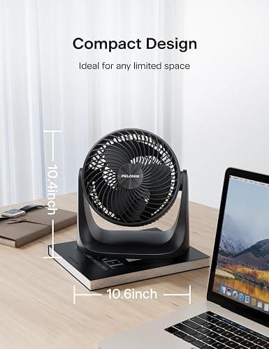 PELONIS 3 Speed Small Room Air Circulator Fan with 7-inch Blade, Table Fan with 100° Adjustable Head Tilt - Desktop Fan for Bedroom,Dorm and Office - Ventilador for Air Conditioner and Heater, Black thumbnail 2