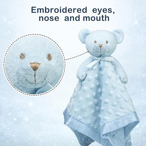 Pro Goleem Teddy Bear Lovey Baby Security Blanket for Boys and Girls Unisex Soft Lovie Baby Gifts for Newborn Toddler Snuggle Toy Stuffed Animal Blue 16 Inch thumbnail 6