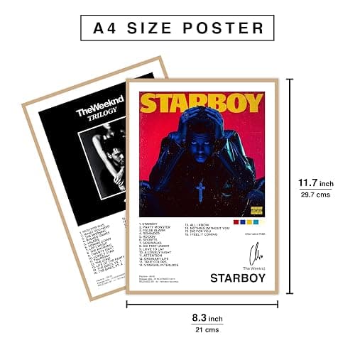 CodersParadise Weekend Wall Posters Set of 6 – Aesthetic Music Artist Wall Art Prints, Pop Singer Poster Pack for Bedroom, Dorm, Living Room Decor, Premium Paper with Glue Dots Included (A4 8x12 Inch, Unframed) thumbnail 5