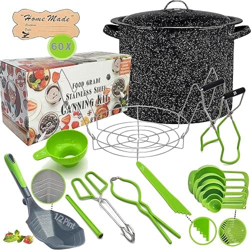 Supa Ant Canning Supplies - Water Bath Canning Pot with Rack & Lid - Starter Kits Set for Beginners - Stainless Steel Water Bath Canner Kit & Rack - Rack, XL Ladle, Measuring Cups, Kitchen Funnel - Image 1