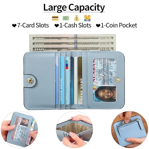 GAEKEAO Women's Wallet RFID Blocking Leather Compact Bi-fold Wallet for Woman Zipper Coin Pocket Small Ladies Purse with ID Window thumbnail 2