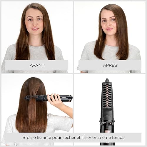 BaByliss Brosse soufflante rotative Dry, Straighten and Style - Pour sécher, lisser et mettre en forme, Fonction ionique, Avec 4 accessoires interchangeables, Noir, AS200E thumbnail 4