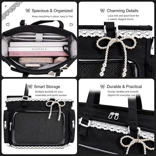 Ita Bag Cute Y2k-Style Itabag with a Transparent Display Window, Lace Shoulder Bag for Anime Badges, Pins and Charms thumbnail 7