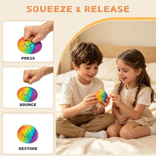 Glitter Dumpling Squishy Box Bulk,4Inch Surprise Dumpling Squishy Stress Ball,Squishy Bun,Random 14 Colors Mystery Gift Box for Adult Classroom Prizes Party Favor (White M 15cm/5.9 Inch) thumbnail 7