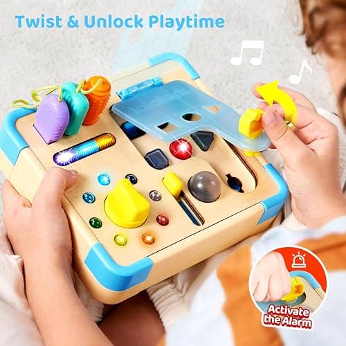lalalark Electronic Busy Board – Montessori Learning Toddler Toy, 15 Lights & 9 Sounds, 5 Switches & Plugs, Sensory, Fidget, Travel Activities, Early Development, Christmas Baby Gifts Toys Age 18M+ thumbnail 6