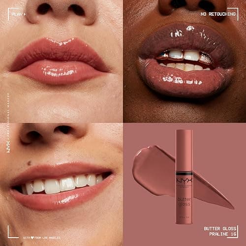 NYX PROFESSIONAL MAKEUP Butter Gloss, Non-Sticky Lip Gloss - Praline (Deep Nude) thumbnail 3