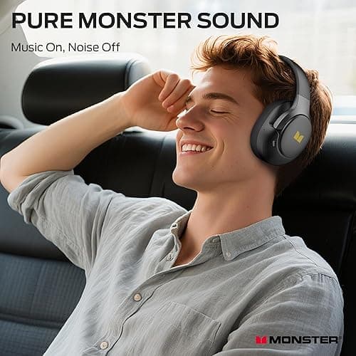 Monster Persona 5th Hybrid Active Noise Cancelling Headphones, Wireless Over-Ear Headphones with Deep Bass Sound, Bluetooth 6.0, 70H Playtime, Foldable Comfort Headphone for Travel/Work/Home thumbnail 3
