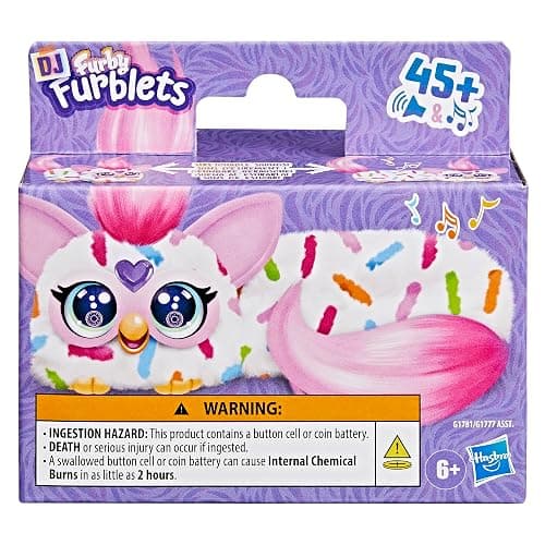 FURBY DJ Furblets Berry-Cup-Cake Mini Electronic Plush Toy with Funny Stretchable Sound Effects & Music, Speaks Furbish, White & Pink thumbnail 3