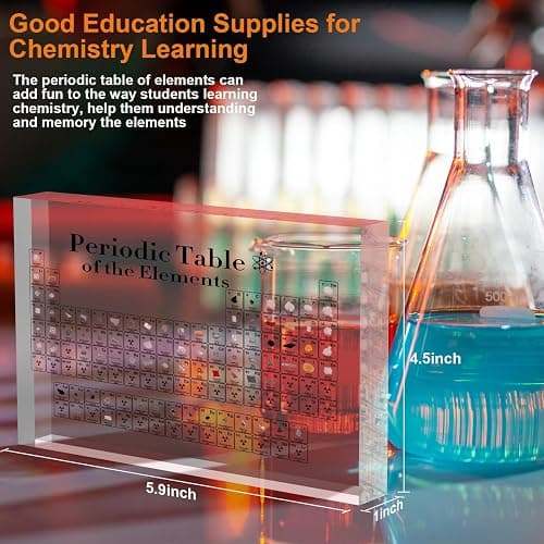 UKKROA - Periodic Table with Real Elements Inside - 83 Kinds of Real Elements & Acrylic Display Stand, for Science Lovers, Students Chemistry Chart Tools, Gifts and Crafts Decoration (5.9" x 4.5") thumbnail 2