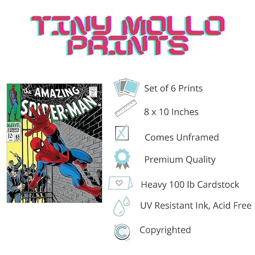 Superhero Wall Art – Superhero Vintage Comic Books Decor Unframed Set of 6 Prints, 8x10 Inch, Super Heroes Poster Room Decor, Vintage Posters for Kids Adults Boys Bedroom (Yellow) thumbnail 3