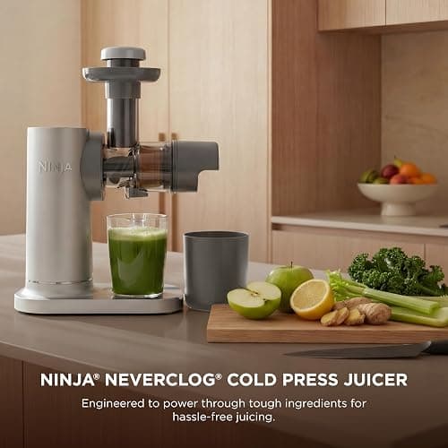 Ninja NeverClog Cold Press Juicer | Powerful Electric Slow Masticating Juicer with Pulp Control | XL Capacity | 24 oz. Juice Jug & 36 oz. Pulp Container | Dishwasher Safe | Gray | 150W | JC151​SL thumbnail 2