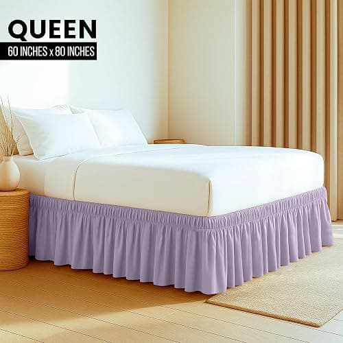 Utopia Bedding Queen Elastic Bed Ruffle - Easy Wrap Around Ruffle - Microfiber Bed Skirt with Adjustable Elastic Belt 16 Inch Tailored Drop - Hotel Quality Bedskirt, Fade Resistant (Queen, Lavender) thumbnail 2