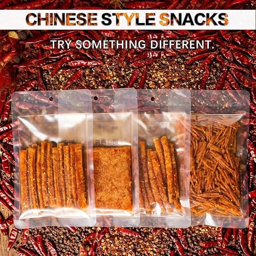 4 Pack Latiao Spicy Strips Chinese Snacks, Spicy Snacks Latio Spicy Strips 70g/2.46 Ounces per Pack, 4 Combinations Packed (Medium Spicy) thumbnail 5