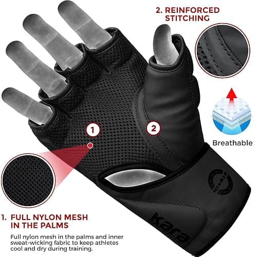 RDX MMA Gloves Grappling Sparring, Pre-Curved Mixed Martial Arts Mitts Men Women Boxing Gloves, Maya Hide Leather Kara Cage Fighting Workout, Combat Sports Training, Muay Thai, Punching Bag Kickboxing thumbnail 6