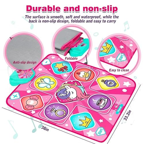 Unicorn Dance Mat for Girls, Dancing Game Pad B-day Gifts for Kids Ages 3+ | Pink Dance Pad with LED Lights, Adjustable Volume, Built-in Music, 5 Game Modes, Xmas B-day Gifts thumbnail 3