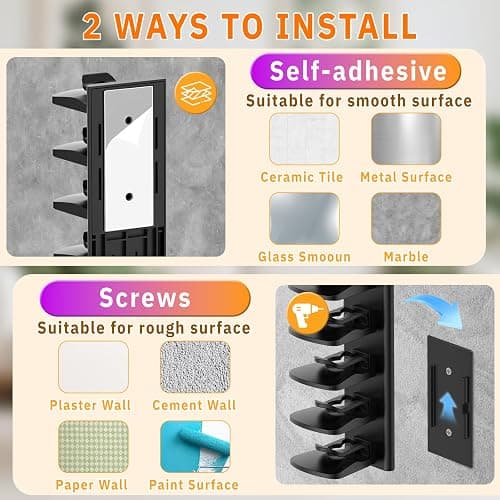 Volnamal Hat Organizer for Baseball Caps, 2 Pack Hold Up to 40 Hats | Hat Rack for Wall Space Saving, Hat Hanger w/Strong Adhesive Hat Storage Holder Display for Closet Door and Wall (Black) thumbnail 8