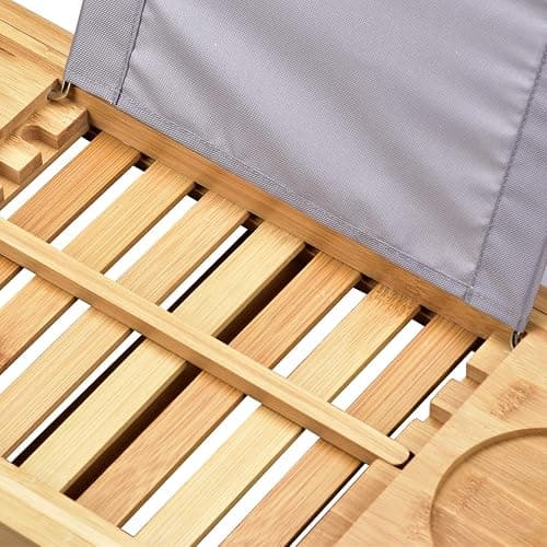 Sen Yi Bao Luxury Bamboo Bathtub Tray - Wooden Expandable Caddy with Book, Tablet, Wine Holder - Gift Idea thumbnail 8