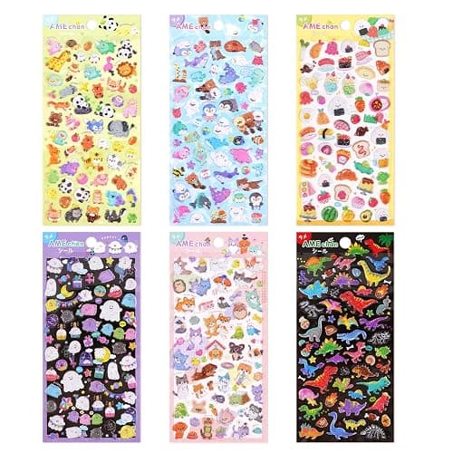 3D Cute Puffy Stickers 6 Sheets Kawaii Tiny Stickers Animal Puff Sticker Cartoon Design Glitter Sticker for Kids Adults Scrapbooks Laptops Phone Cases Journal thumbnail 7