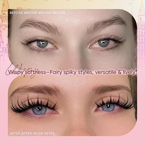 Manga Lash Clusters with Spikes Anime Lashes Cluster Natural Cluster Eyelash Extensions Wispy Spiky Fairy Individual Lashes Invisible Clear Band DIY Lash Extensions 10-16MM 120PCS by zenotti thumbnail 6