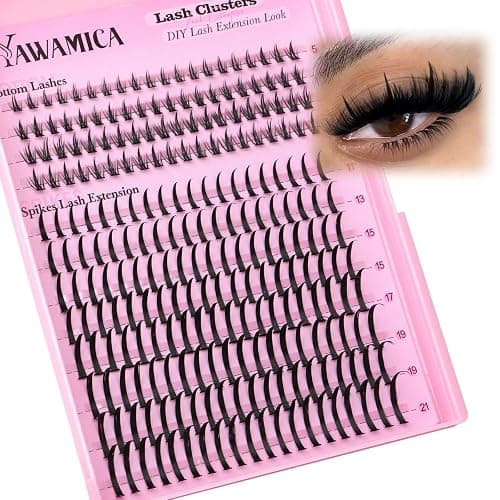 Yawamica Bottom Lashes and Spikes DIY Eyelash Extension Wispy Individual Lash Spikes 11-21mm and 5-7mm Bottom Lash Clusters 240pcs Cluster Lashes Waterproof Eyelash Clusters DIY Entire Spike Lash Look - Image 1