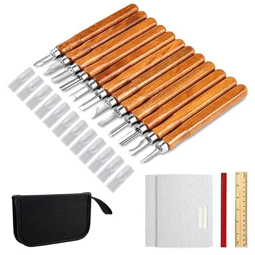 AUGSUN Wood Carving Knife Set - 20 PCS Hand Carving Tool Set for DIY Sculpture Carpenter Experts & Beginners - Image 1