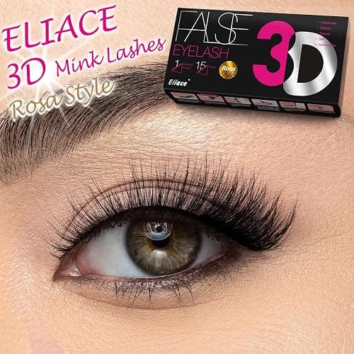 Eliace False Eyelashes Natural look Cat Eye Lashes Wispy Strips 3D Mink Lashes 13MM,15 Pairs Fake Eyelashes Faux Fluffy, Winged Fox Eyelashes, Soft Thin Band Comfortable Reusable False Lash Rosa Style thumbnail 5
