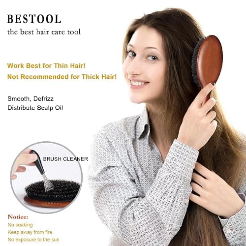 BESTOOL Hair Brush, Boar Bristle Hair Brushes for Women Men Kids, Boar Bristle Brush for Hair Smoothing, Everyday Brush Enhances Shine & Health thumbnail 4