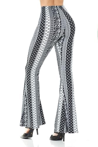 MINEFREE Women's Premium Flare Legging Yoga Pants Palazzo Pants Form Fitting Comfty High Waist Bell Bottom Pants thumbnail 3