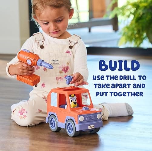 BUILD-A-BUDDY Bluey Car - Buildable Motorized Vehicle for Take Apart Play - Includes Bluey Figure and Toy Drill - Kids Gifts and Stocking Stuffers - Ages 3 Years and Up thumbnail 3