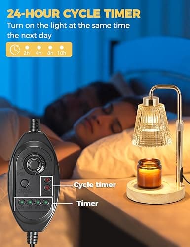 GODONLIF Candle Warmer Lamp with Timer Dimmable, Birthday Gifts for Women Mom, House Warming Gifts New Home Decor, Wax Melt Warmer for Jar Candles with 2 Bulbs thumbnail 5