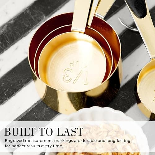 Styled Settings Black and Gold Measuring Cups and Spoons Set - 8PC Stainless Steel Measuring Spoons and Cups Set for Precise Baking & Cooking - Stylish Black and Gold Kitchen Accessories thumbnail 8