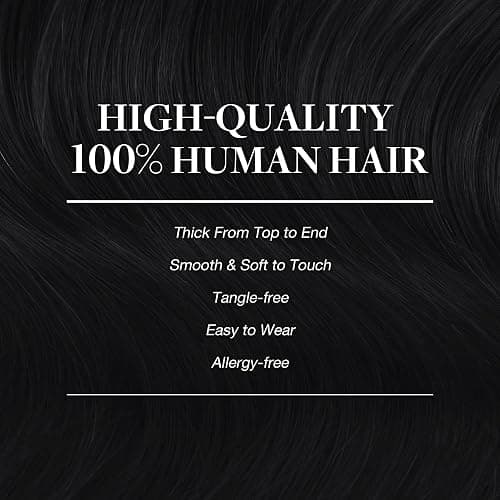 GOO GOO Clip in Hair Extensions Real Human Hair, Remy Human Hair Extensions Clip ins for Women, Natural Human Hair, 24inch 120g 7Pcs, 1 Jet black thumbnail 4